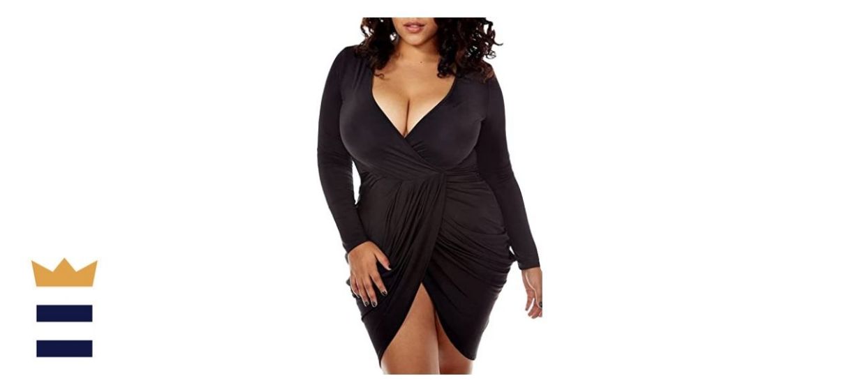 POSESHE Women’s Plus Size Bodycon Wrap Dress