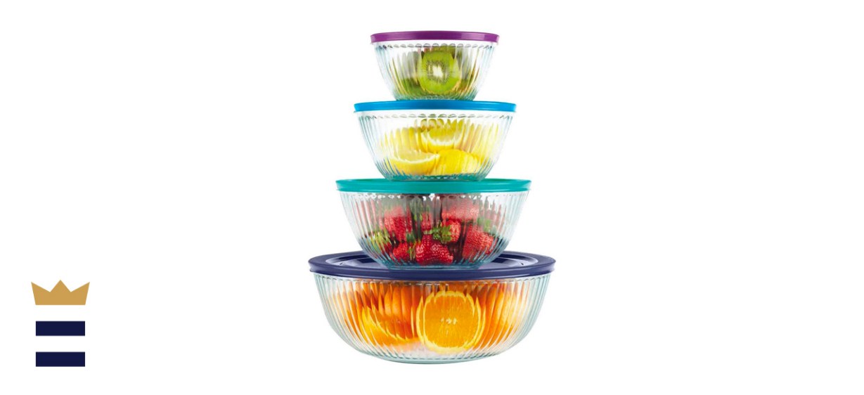 Pyrex 8-Piece 100 Years Glass Mixing Bowl Set with Lids