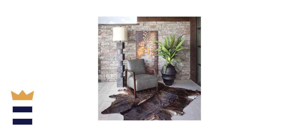 Rodeo Real Cowhide on Leather Rug