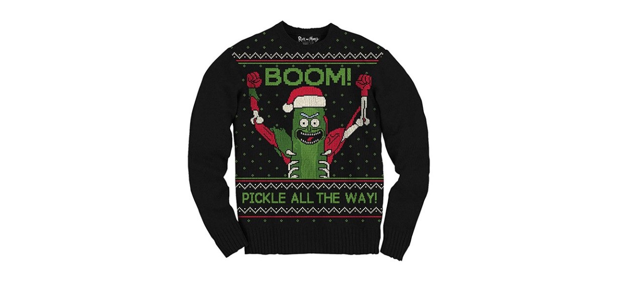 Ripple Junction Rick and Morty Pickle Rick Christmas Sweater 