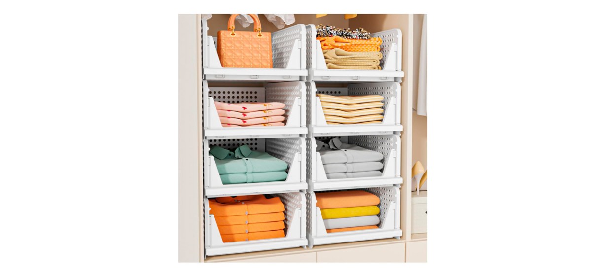 SNSLXH 5-Pack Stackable Closet Storage Baskets