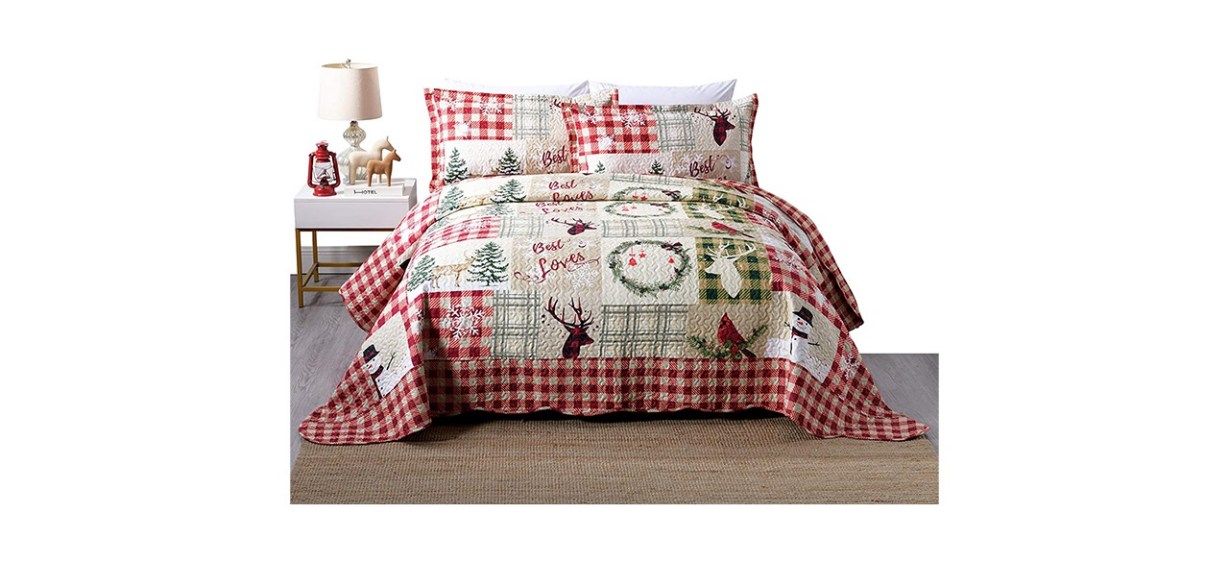 The TT Linens Store 3 Piece Rustic Lodge Deer Quilt