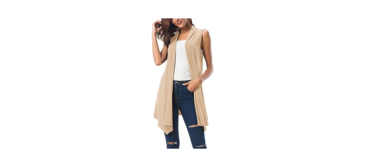 Urban CoCo Womens’ Draped Open Front Cardigan Vest