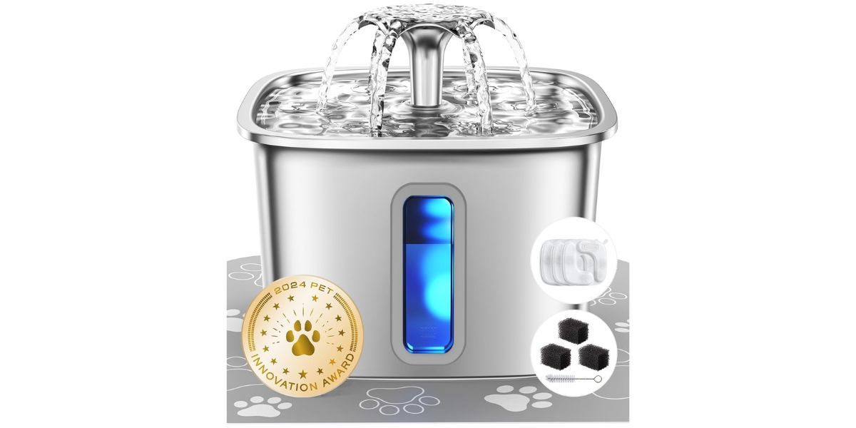 Veken Innovation Award Winner Stainless Steel Cat Water Fountain