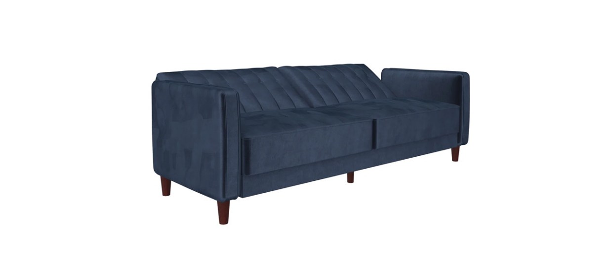 Perdue Velvet Square Arm Convertible Sofa on white background