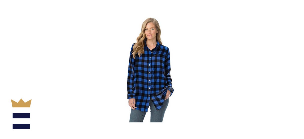 Woman Within Women's Plus Size Classic Flannel Shirt