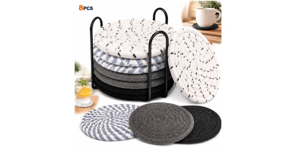 Sherry 8 Pcs Drink Coasters with Holder