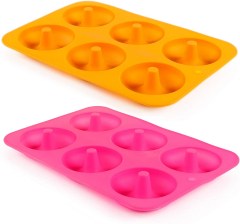 Hehali 6-Cavity Silicone Donut Baking Pan/Non-Stick Donut Mold