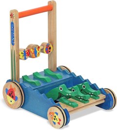 Melissa & Doug Chomp and Clack Alligator Wooden Push Toy and Activity Walker