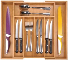 Utoplike Bamboo Expandable Cutlery Organizer Tray