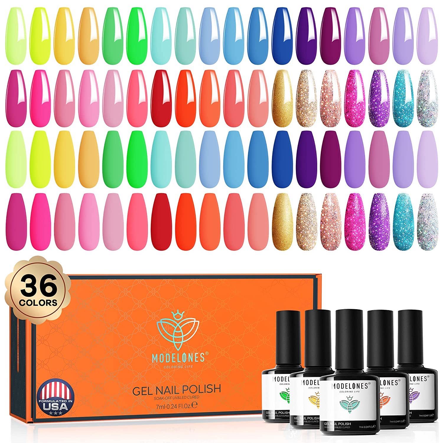 Modelones 36 Pcs Gel Nail Polish Kit