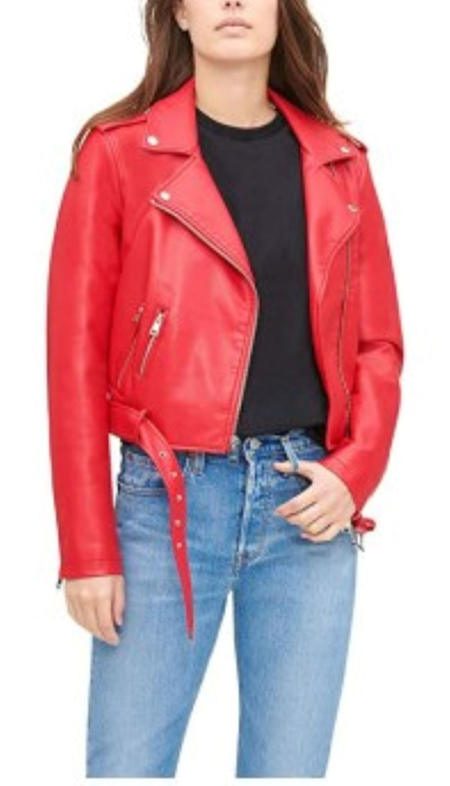 Levi&#039;s Women&#039;s Faux Leather Belted Motorcycle Jacket
