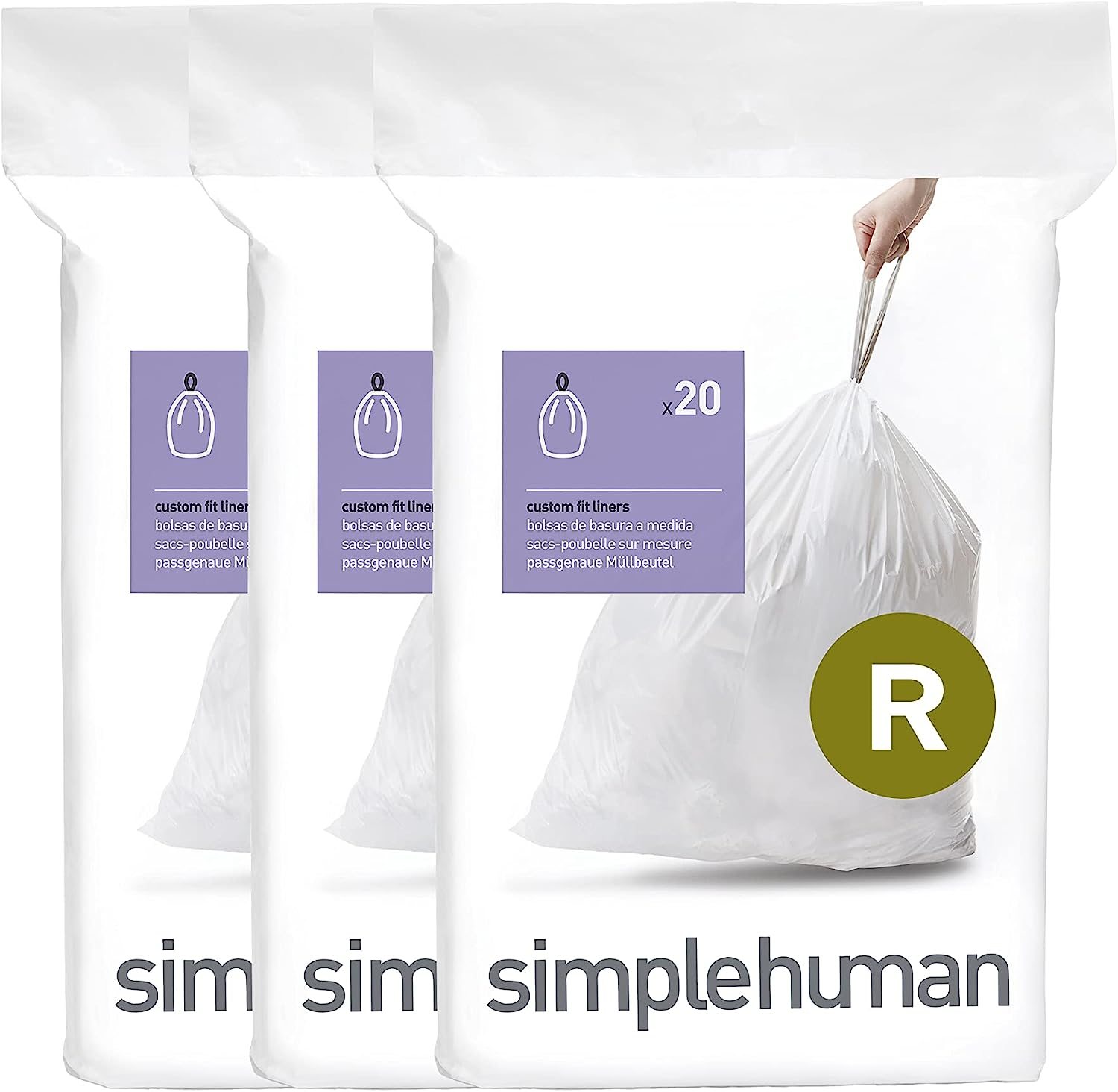 simplehuman Drawstring Trash Bags in Dispenser Packs