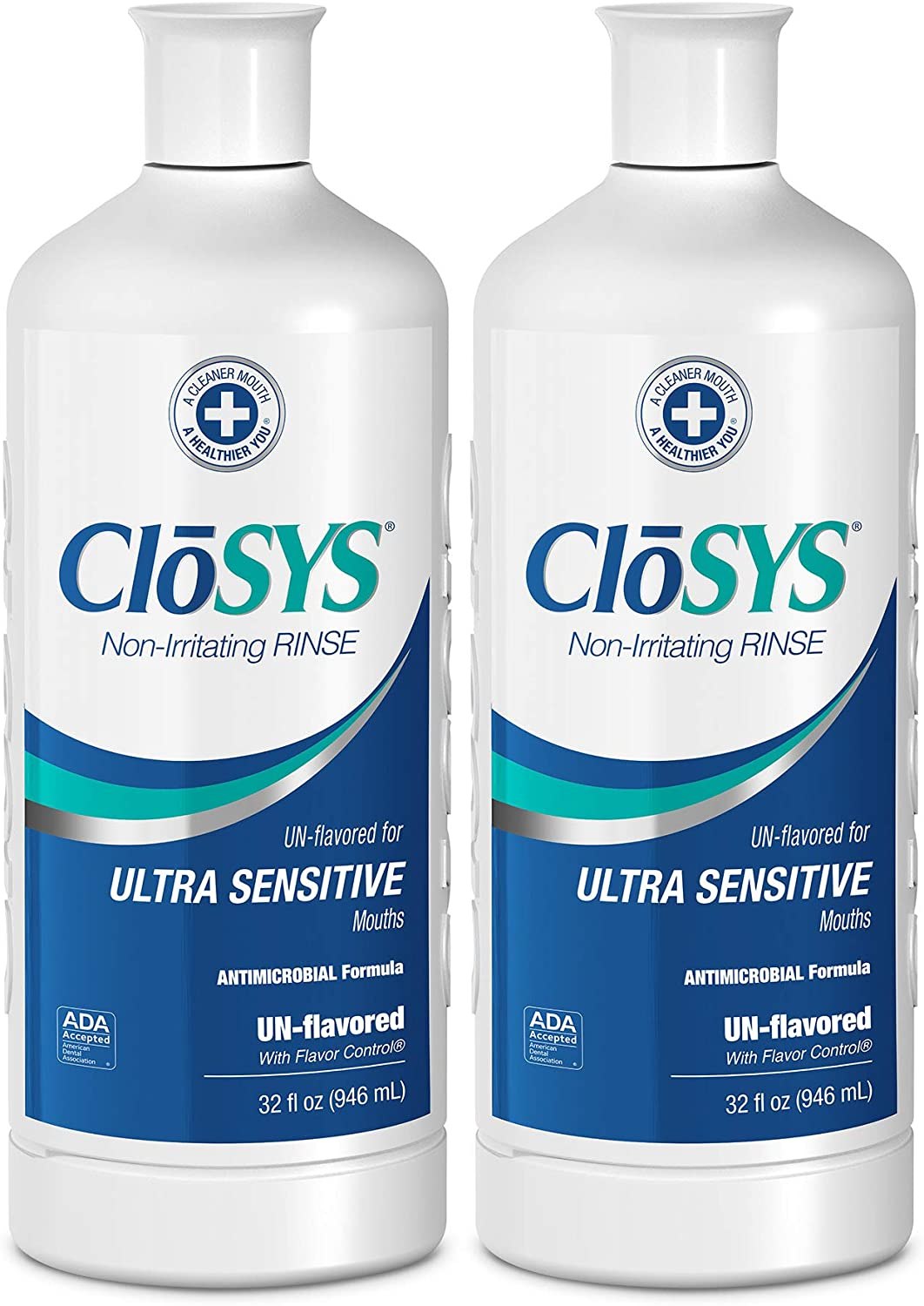 Closys Unflavored Alcohol-Free Oral Health Rinse, 2-Pack