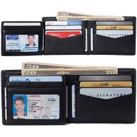 Alpine Swiss Men's Genuine Leather Slim Flip-out Bifold