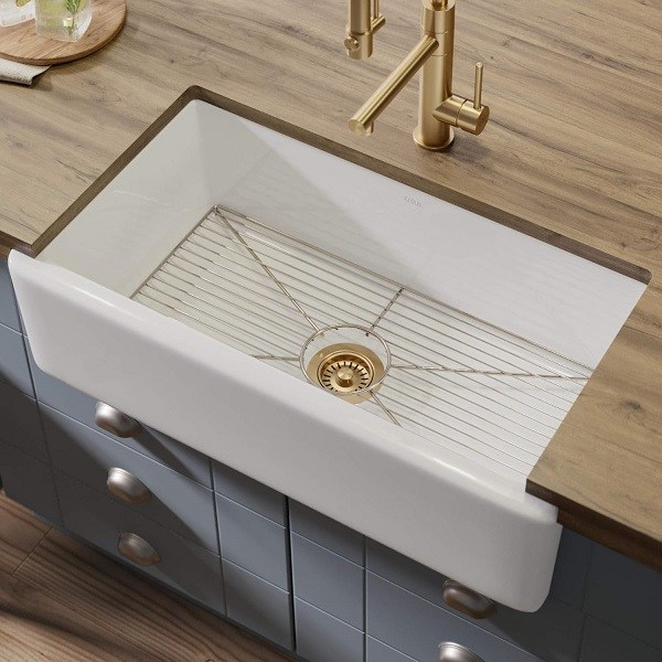 Kraus Turino 33&quot; Fireclay Farmhouse Apron Kitchen Sink