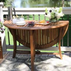 Eilaf  48-Inch Round Eucalyptus Folding Table