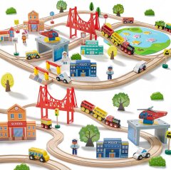 Tiny Land 110-Piece Wooden Train Set